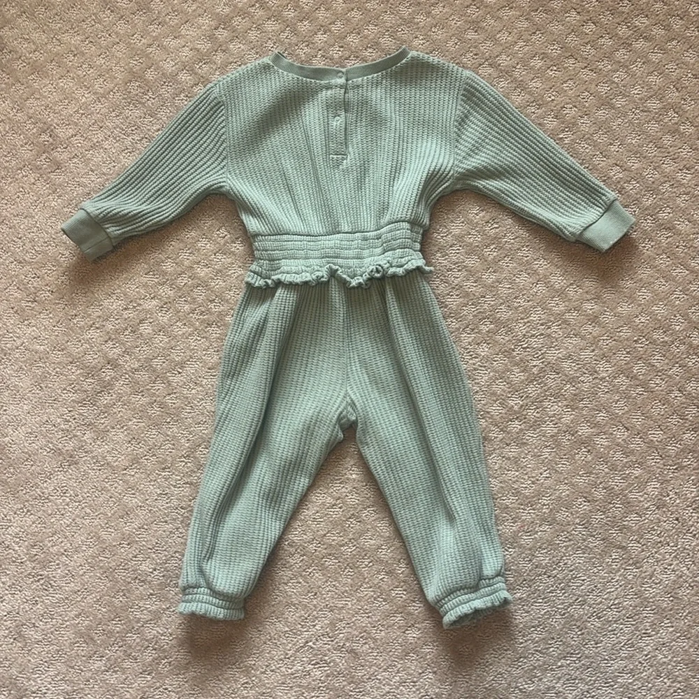 Habitual Ribbed Long Sleeve Baby Jumpsuit in Sage 18 Month